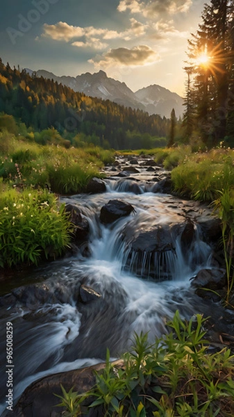 Obraz river in the mountains
