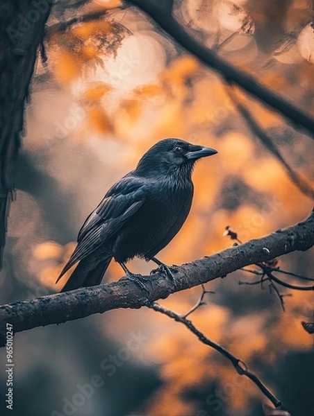 Fototapeta crow isolated on summer background