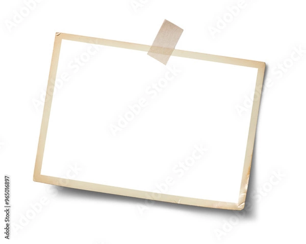 Obraz 壁にテープで貼られた古い写真の画像合成用フレーム