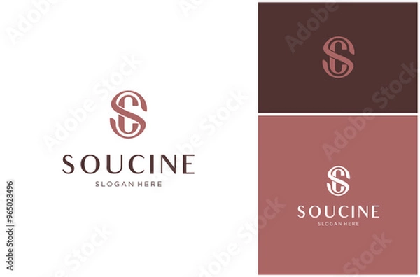 Fototapeta Letter SC CS Font Initial Monogram Luxury Elegant Minimalist Vector Logo Design Illustration