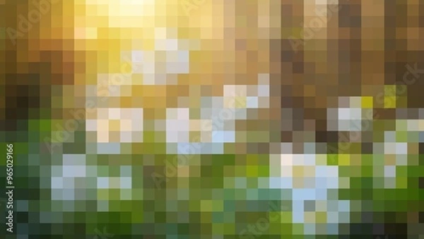 Fototapeta Abstract green flower and leaf mosaic pattern background	