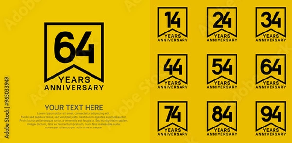 Obraz anniversary logotype set. black color can be use for celebration