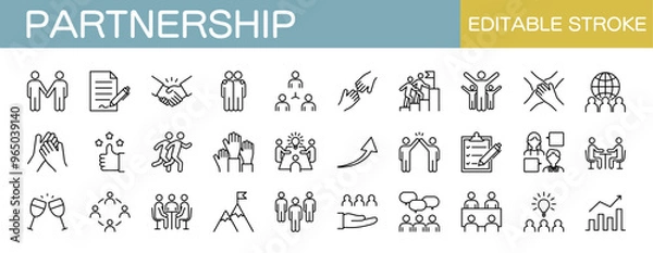 Fototapeta ビジネスやパートナーシップに関するアイコンセット　編集可能