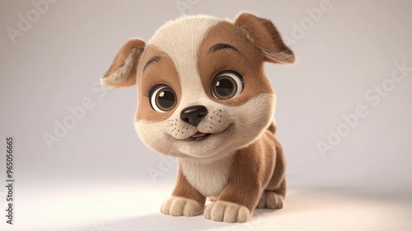 Fototapeta 3D Cute Puppy Character: Adorable and Playful Puppy Design