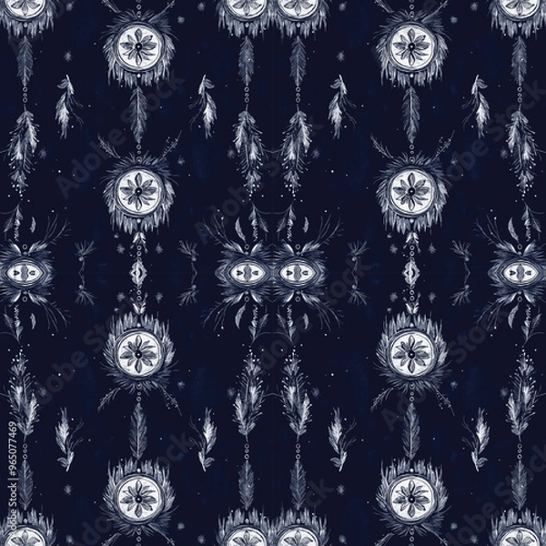 Fototapeta Seamless pattern with ikat boho