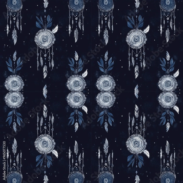 Fototapeta Seamless pattern with ikat boho