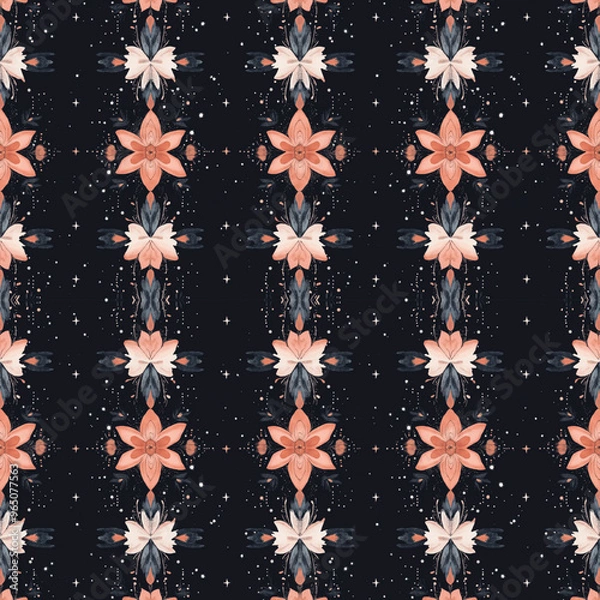 Fototapeta Seamless pattern with ikat boho