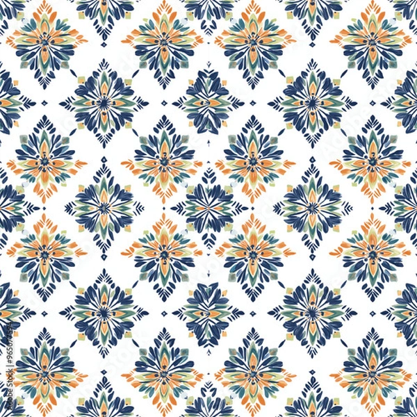 Fototapeta Seamless pattern with ikat boho