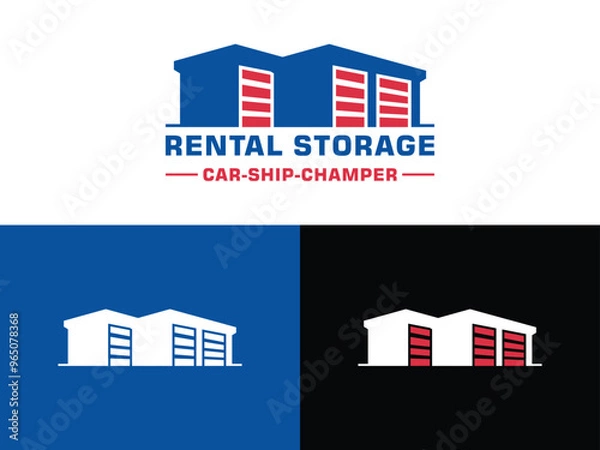 Fototapeta self storage solution company logo design vector illustration 