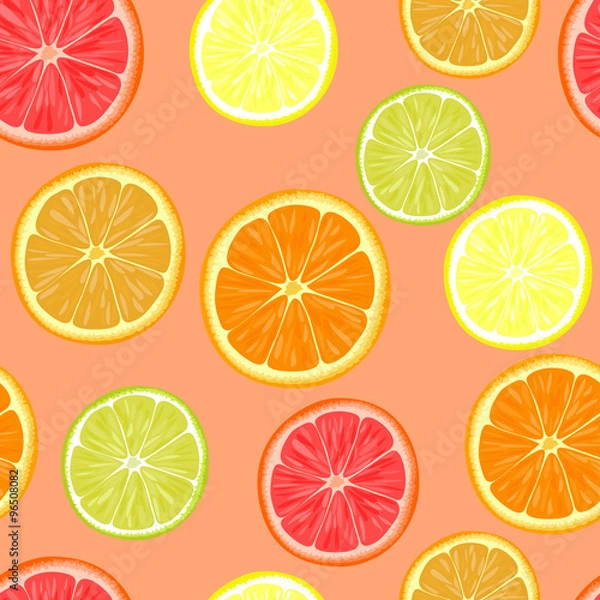 Obraz Repeating seamless pattern of different citruses.
