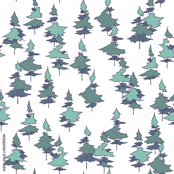 Obraz 手描きの木のパターン素材