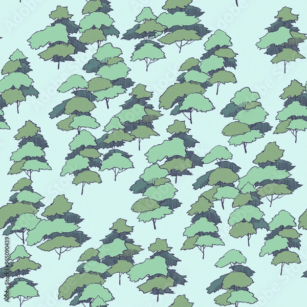 Obraz 手描きの木のパターン素材