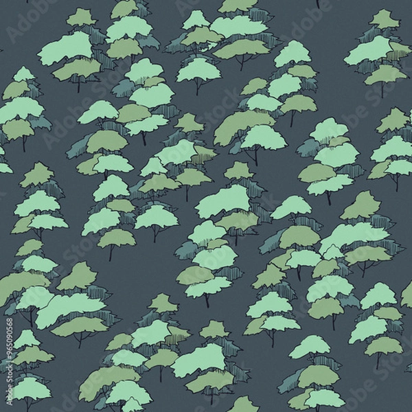 Fototapeta 手描きの木のパターン素材