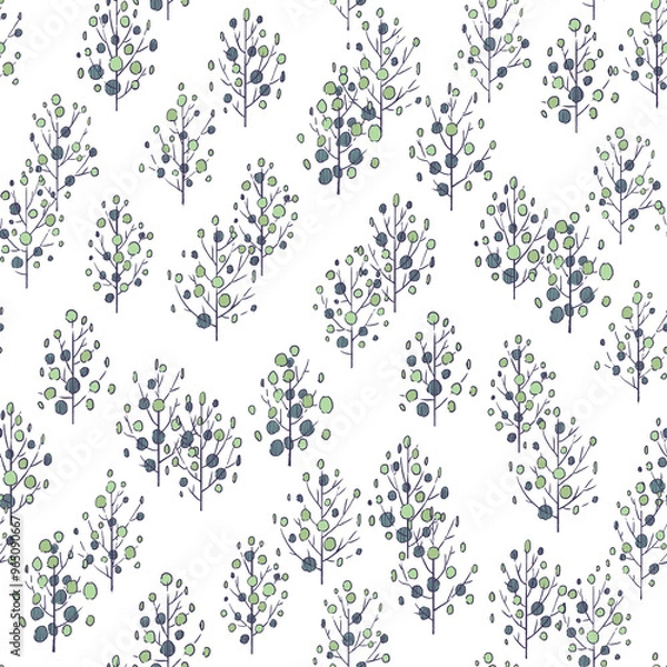 Fototapeta 手描きの木のパターン素材