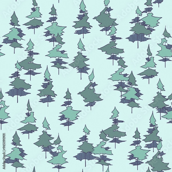 Obraz 手描きの木のパターン素材