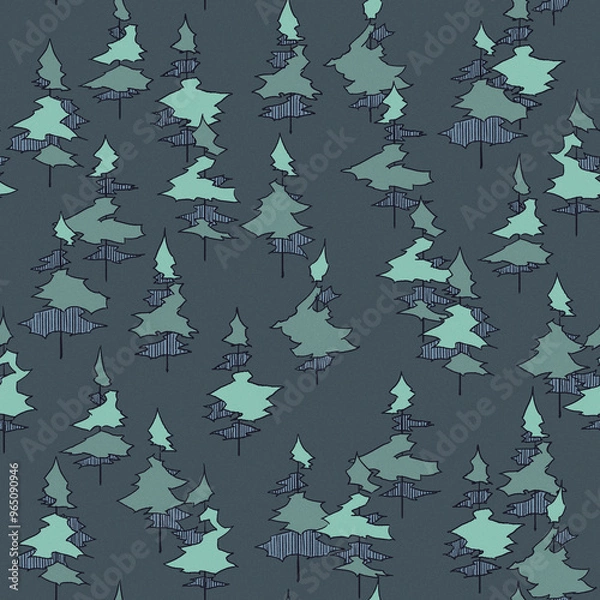 Obraz 手描きの木のパターン素材