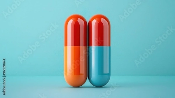 Fototapeta Elegant medicine capsule with a dual-colored shell, symbolizing a combination of treatments, capsule medicine, dual-shell design