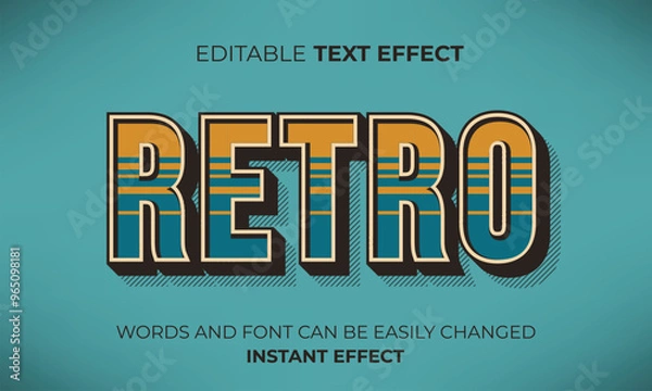 Fototapeta Vintage retro 3D editable text effect template	