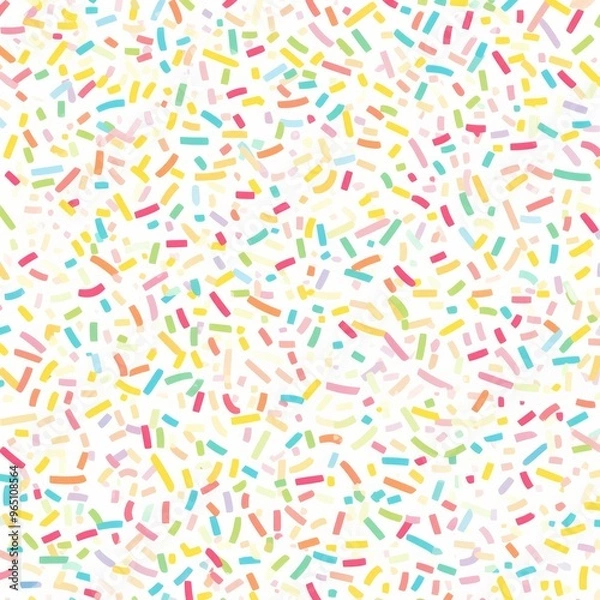 Fototapeta Colorful Sprinkles on White Background, Seamless Pattern with Simple Shapes and White Space, Flat Colors and Minimalistic Design in Pastel Palette