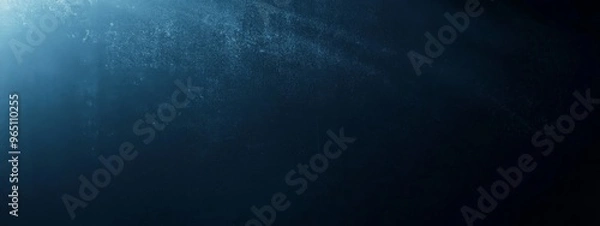 Fototapeta Dark Blue Gradient Background with Minimalistic Grainy Noise Texture and Subtle Light Rays