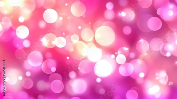 Fototapeta Glimmering Pink Bokeh Background. Festive Holiday Design with Sparkling Circles