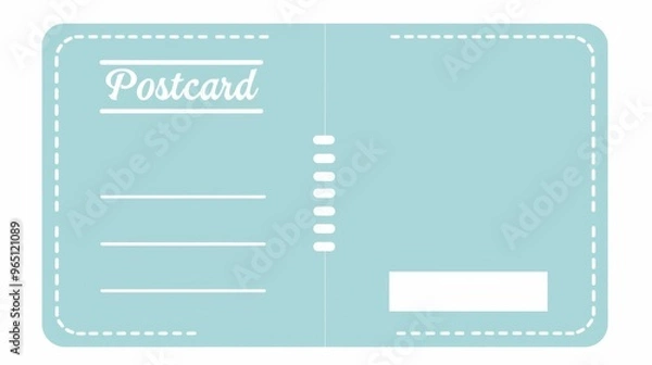 Fototapeta green Postcard Template with Simple Line Art and Grey Accents, White Background, "Postcard" Text in Clear Block Letters 