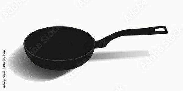 Fototapeta Silhouette of a frying pan isolated on a white background, showcasing a simple kitchen tool ready for cooking