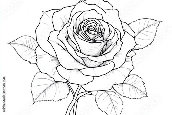 Obraz drawing rose on white background