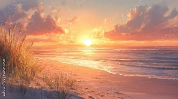 Obraz Sunrise over beach backgrounds