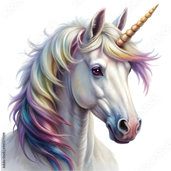 Fototapeta unicorn portrait isolated on transparent background