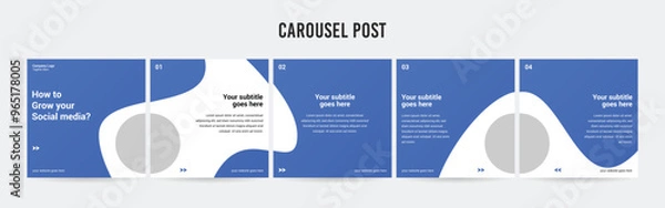 Fototapeta Set of minimalist business carousel post, Customize social media template design, Instagram and LinkedIn carousel post, template eps 10.	