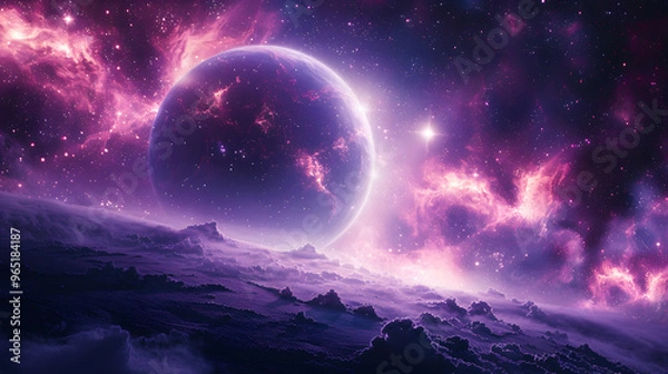 Fototapeta Mystical portal on the surface of an unknown planet