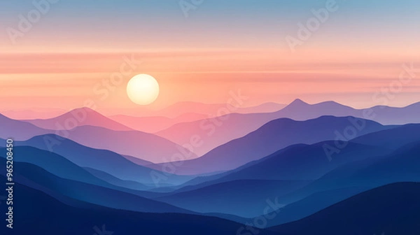 Obraz Mountain landscape at sunset.