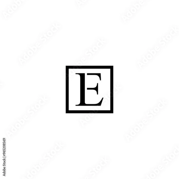 Fototapeta Square Monogram Letter E Logo With Thin Black Monogram Outline Contour. Modern Trendy Square Letter E Logo Design Vector Illustration.