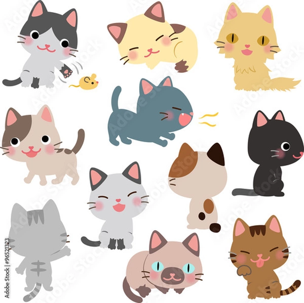 Fototapeta 猫のイラストセット