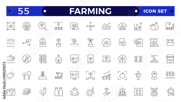 Fototapeta Farm, Farming, Agriculture Outline web icon set. Contains such Icons as Greenhouse, Haystack, Harvest and more. Outline icons collection.