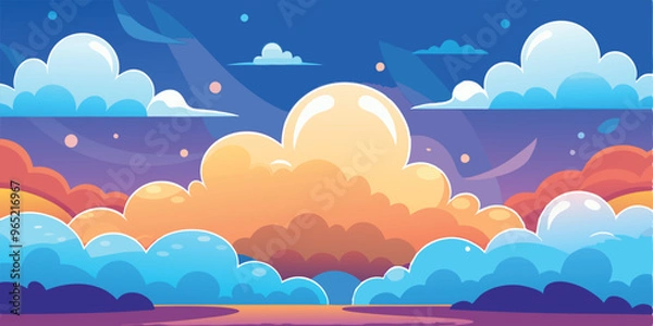 Fototapeta flat clouds in the sky. vector illustration