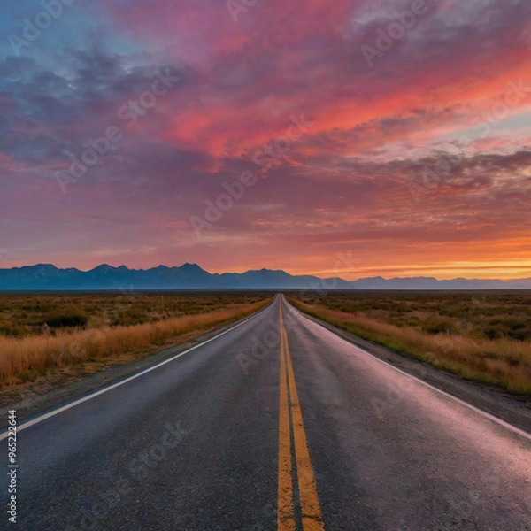 Fototapeta 夕日の道