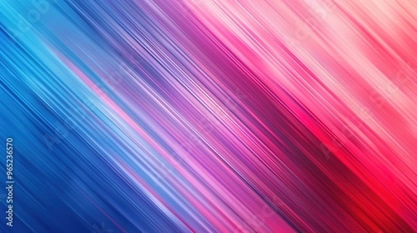 Obraz photograph of This is a vibrant abstract background featuring diagonal stripes with a gradient transition from blue to red tones realistic