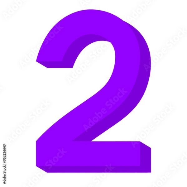 Fototapeta 3d purple number 2, number, 2, two, number two, 3d number two on white, number two png, mathematics, school, lesson, education, element, icon, number png, purple number two on white, purple, icon