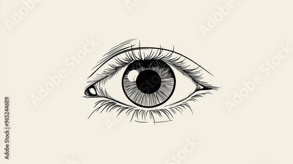 Obraz A close up of a black and white drawing of an eye