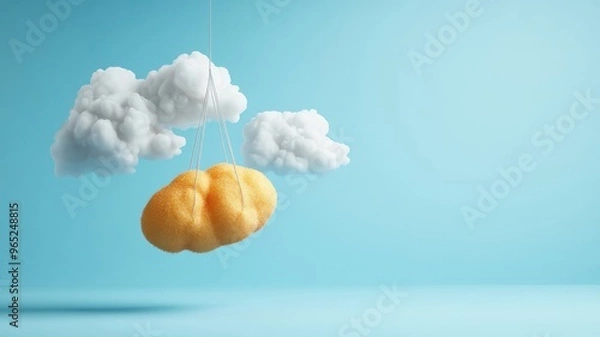 Fototapeta Potato floating among fluffy clouds with soft natural light highlighting its natural appearance.