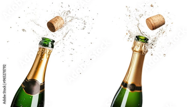 Fototapeta champagne splashing out of bottle isolated on a transparent background