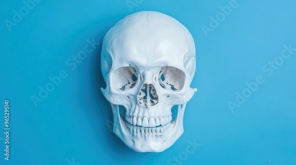 Fototapeta Detailed CT Scan of Human Skull - Medical Anatomical Illustration with Copy Space for Text in 8K High Detail Resolution