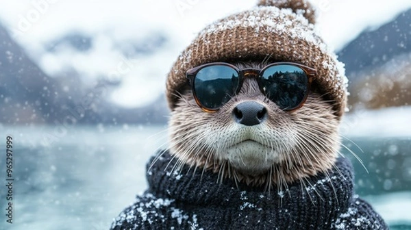 Obraz Cool Otter in Winter.