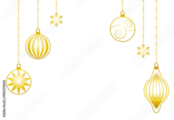 Obraz シンプルなクリスマスオーナメントのイラスト素材 ベクター ゴールド 白背景