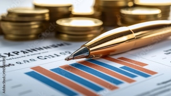 Fototapeta Strategic Tax Planning Report with Cash Flow Analysis with Copy Space, Selective Focus, and Quality
