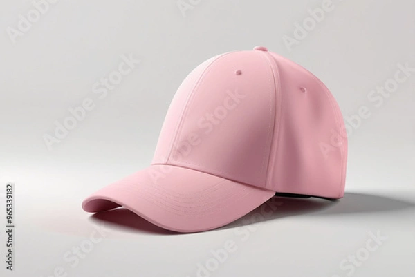 Fototapeta Blank pink baseball caps mockup on white background, AI Generated