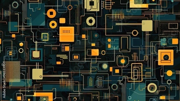 Obraz retro technology pattern wallpaper