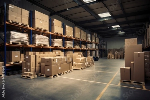 Fototapeta Warehouse box architecture cardboard.